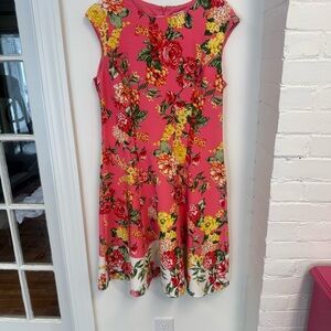 London Times Pink Floral Midi Dress